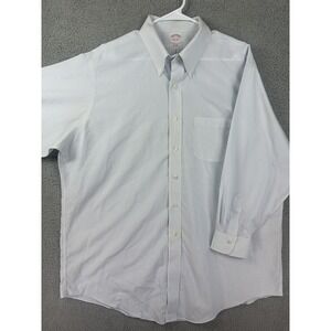 Brooks Brothers Shirt Mens 17.5 33 Traditional Fit Non Iron Blue White Stripe